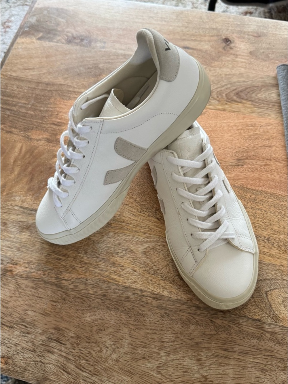 Veja White Sneakers with Beige Accents